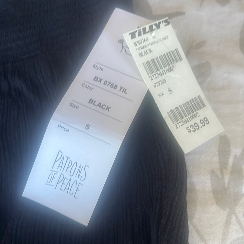 Women’s Patron’s of Peace Black Rayon pants size small, new with tags
